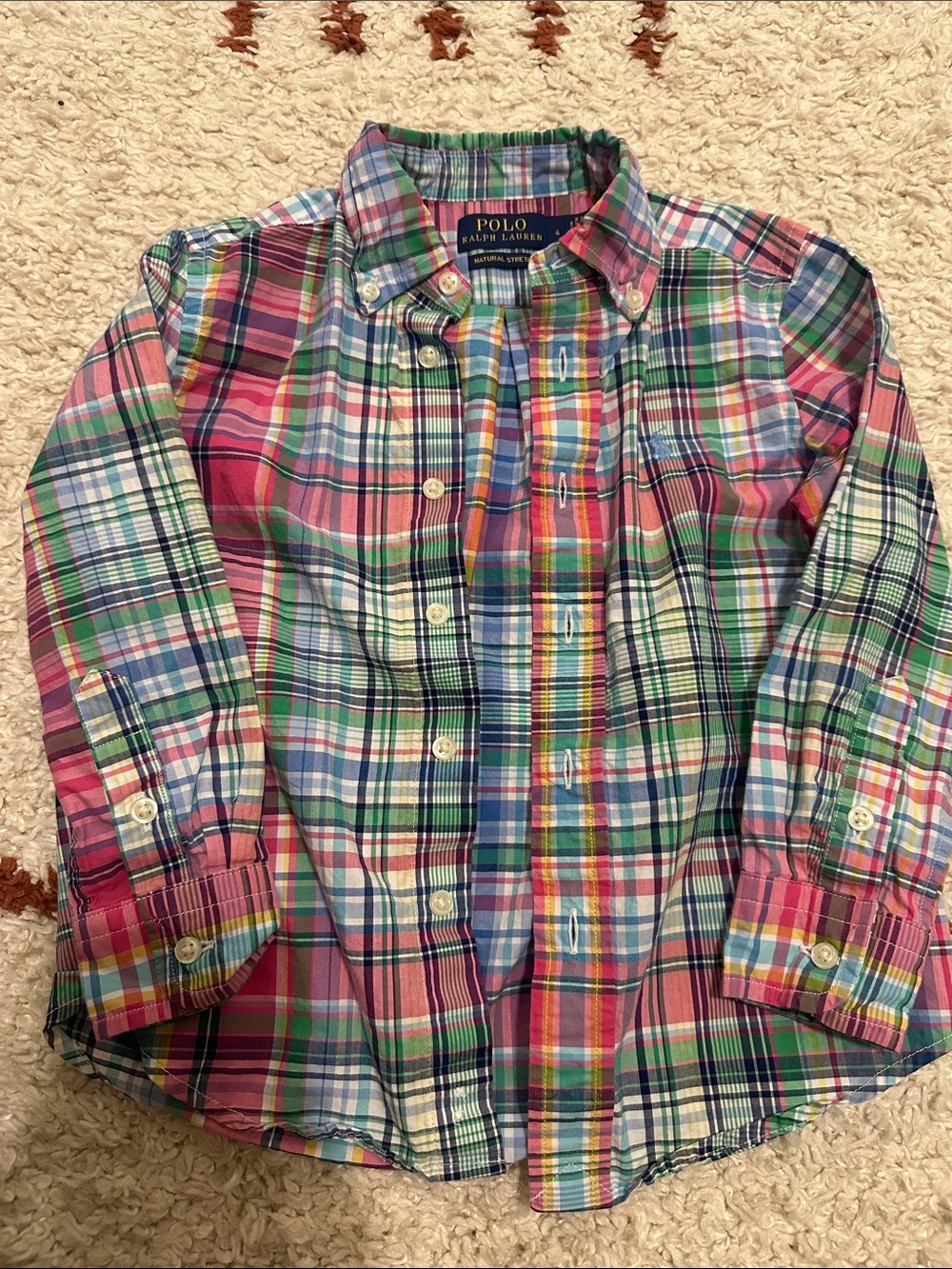 Polo by Ralph Lauren Kids Pink Green Blue Multi Plaid Button-Down Shirt